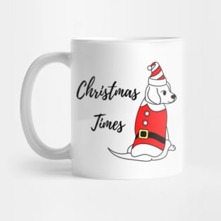 christmas times red santa dog illustration Mug